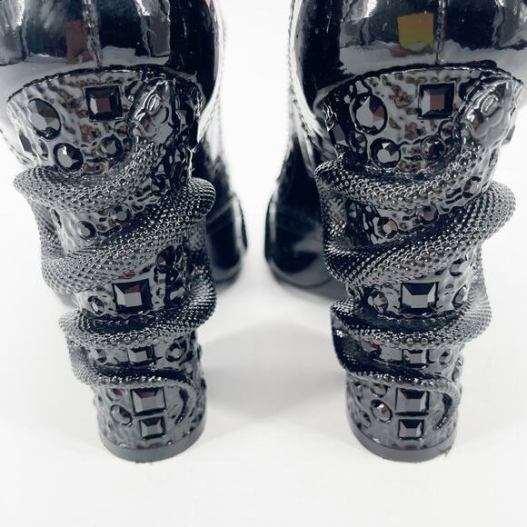 Gucci Black Patent Leather Queercore Dionysus Buckle Snake Heel Pumps EU 38 - Picture 11 of 15